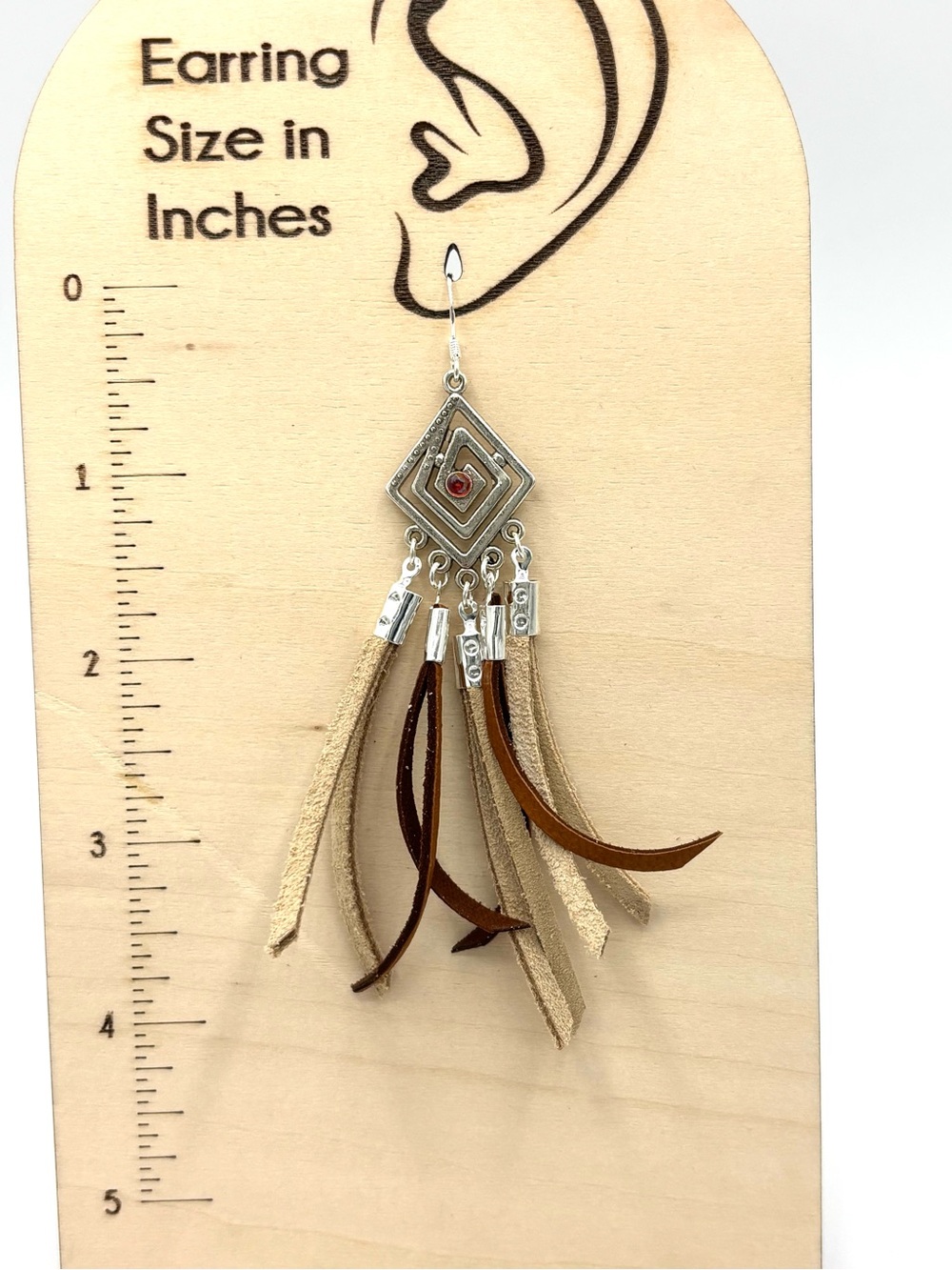 Hand Crafted Bohemian Tassel Drop Earrings in Brown and Tan - Picture 10 of 11